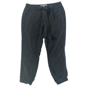 Marrakech Teri Tie Waist Cupro Silk Jogger Pants Black Snap‎ Cuffs Size 29 Chic